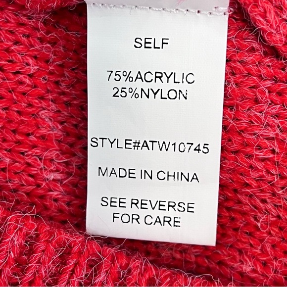 ANDTHEWHY Cable Knit Off The Shoulder Sweater Red Size M/L - Picture 6 of 7